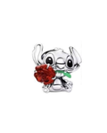 Charm 762 Stitch con una Rosa Roja en la boca