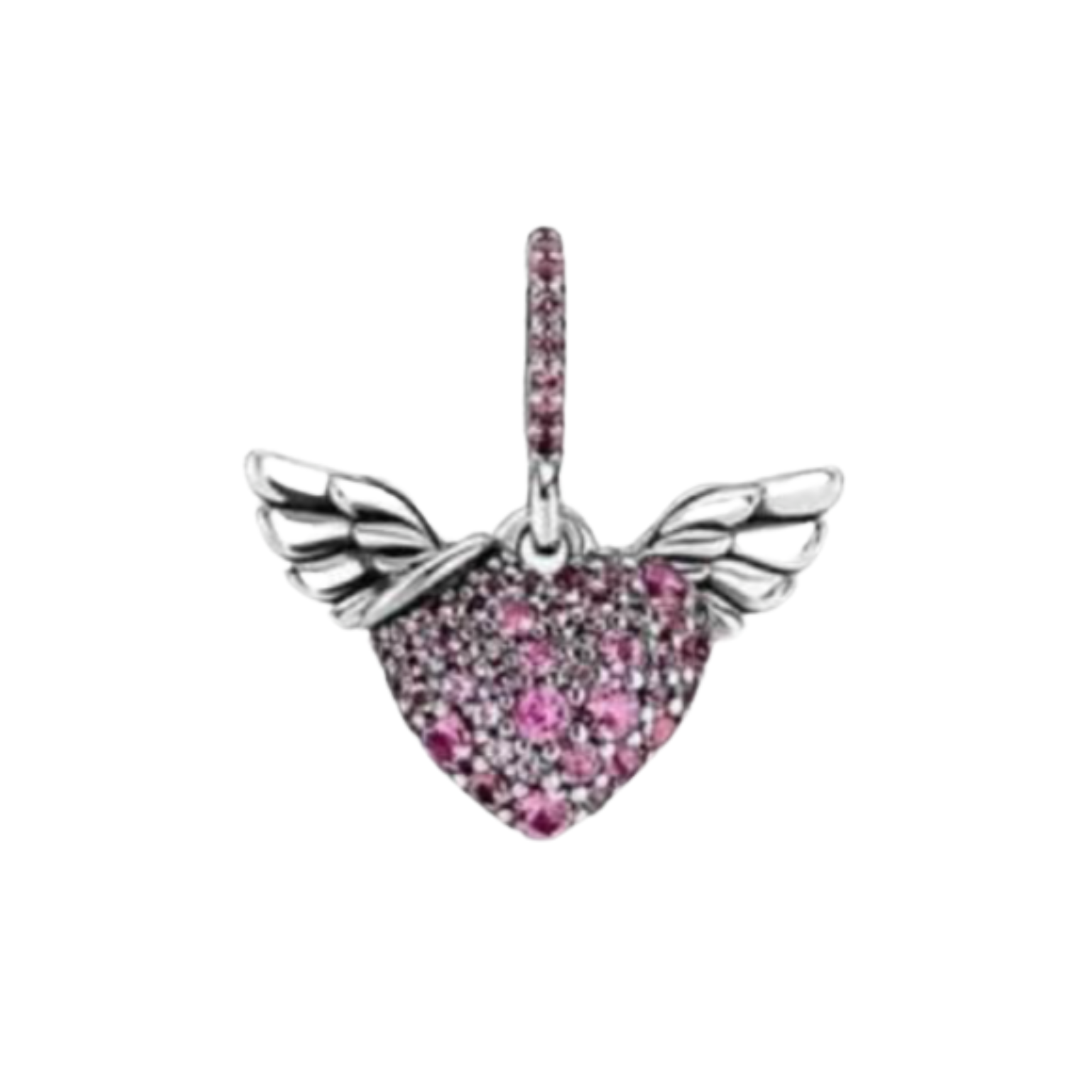 Charm 3 corazón alas rosa