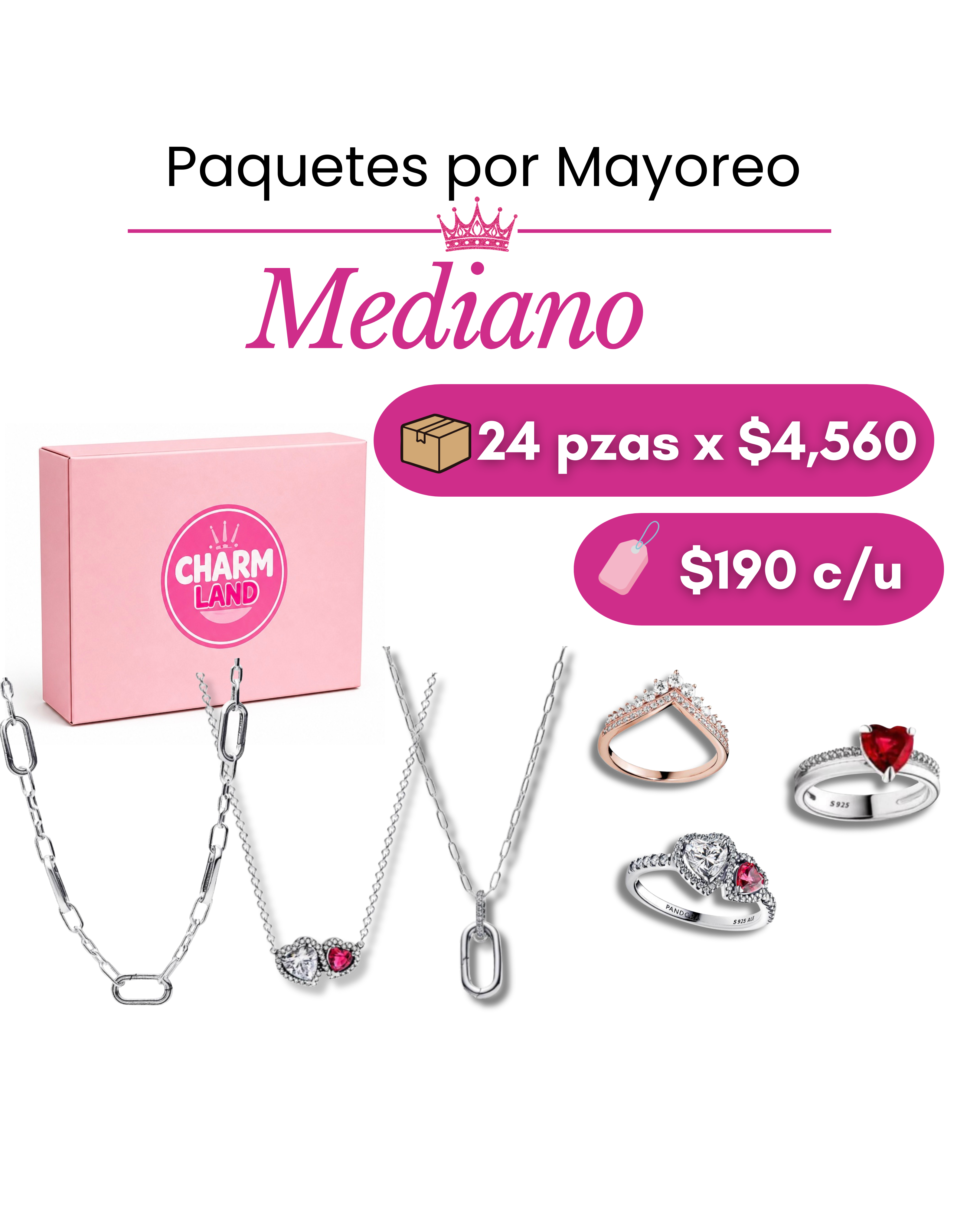 Paquete mediano cadenas o anillos